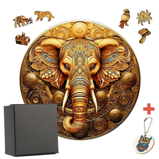 Wooden Puzzle Animal Golden Elephant