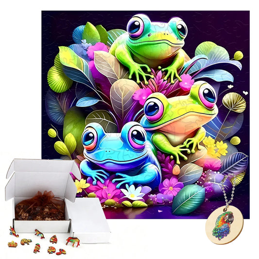 Wooden Puzzle Animals Colorful Frog